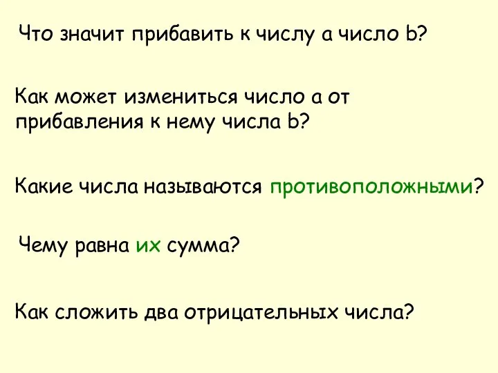 Что значит прибавить к числу a число b? Как может измениться