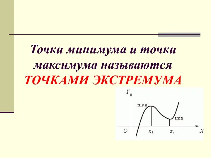 Точки минимума и точки максимума называются ТОЧКАМИ ЭКСТРЕМУМА