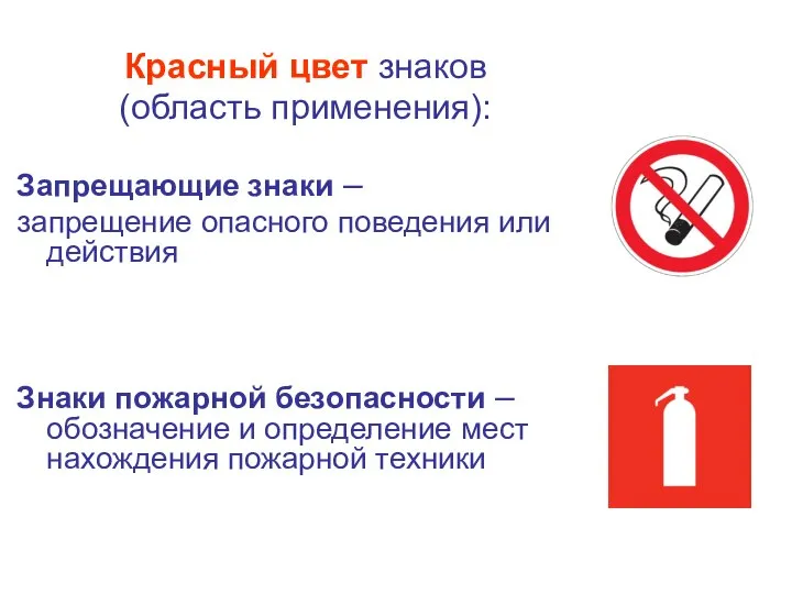 Красный цвет знаков (область применения): Запрещающие знаки – запрещение опасного поведения