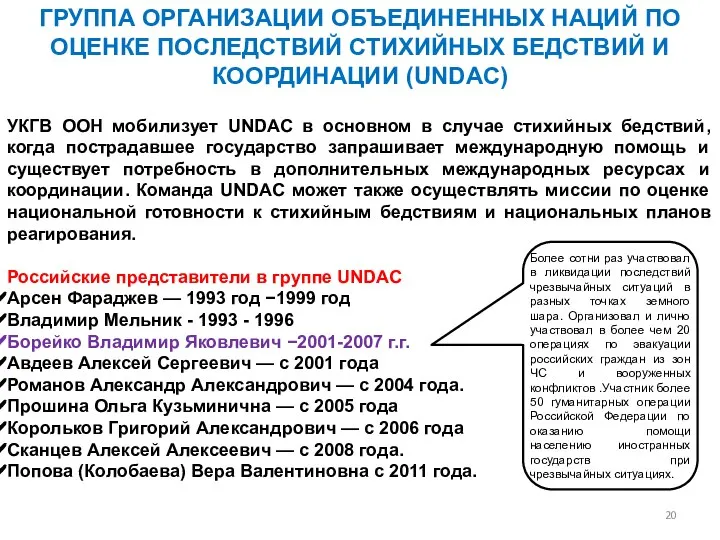 ГРУППА ОРГАНИЗАЦИИ ОБЪЕДИНЕННЫХ НАЦИЙ ПО ОЦЕНКЕ ПОСЛЕДСТВИЙ СТИХИЙНЫХ БЕДСТВИЙ И КООРДИНАЦИИ