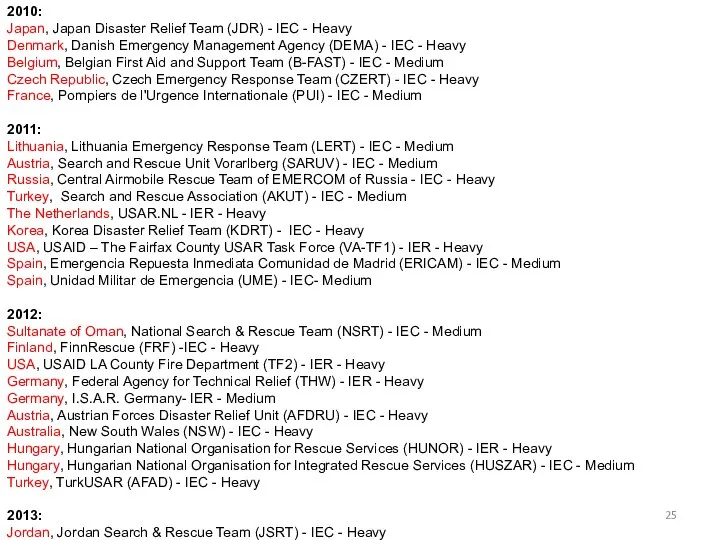 2010: Japan, Japan Disaster Relief Team (JDR) - IEC - Heavy