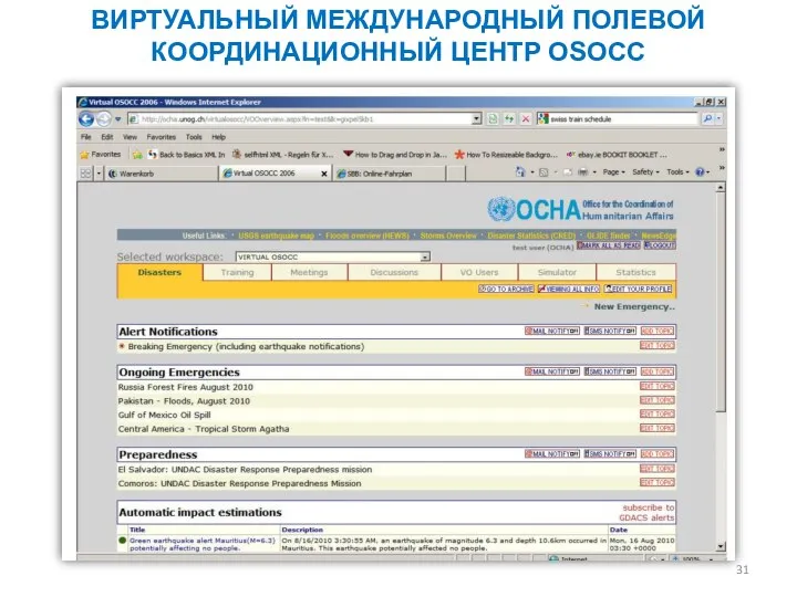 ВИРТУАЛЬНЫЙ МЕЖДУНАРОДНЫЙ ПОЛЕВОЙ КООРДИНАЦИОННЫЙ ЦЕНТР OSOCC