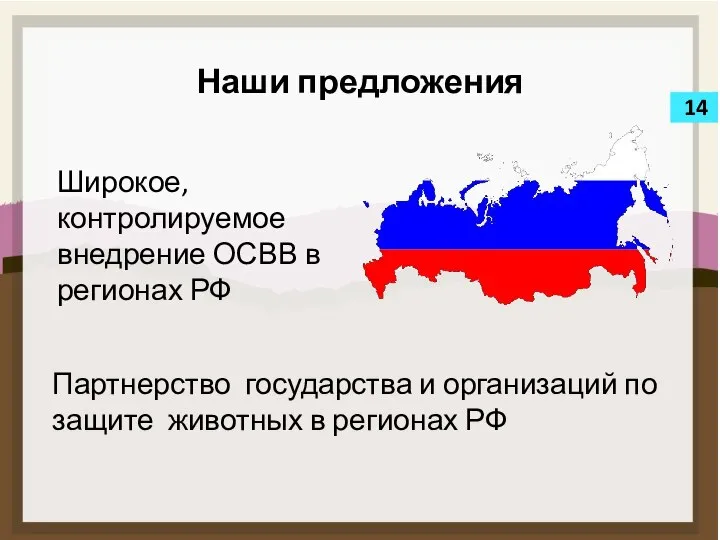 Наши предложения Широкое, контролируемое внедрение ОСВВ в регионах РФ 14 Партнерство