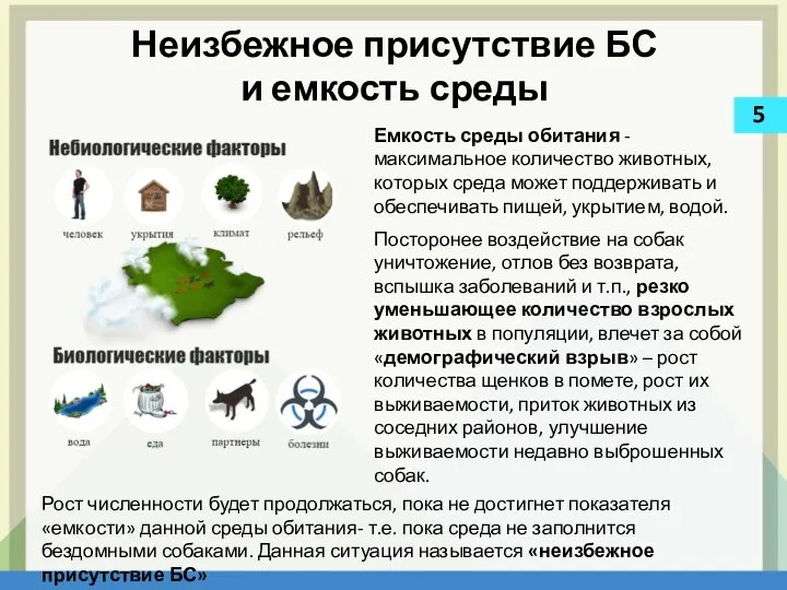 Неизбежное присутствие БС и емкость среды Емкость среды обитания - максимальное