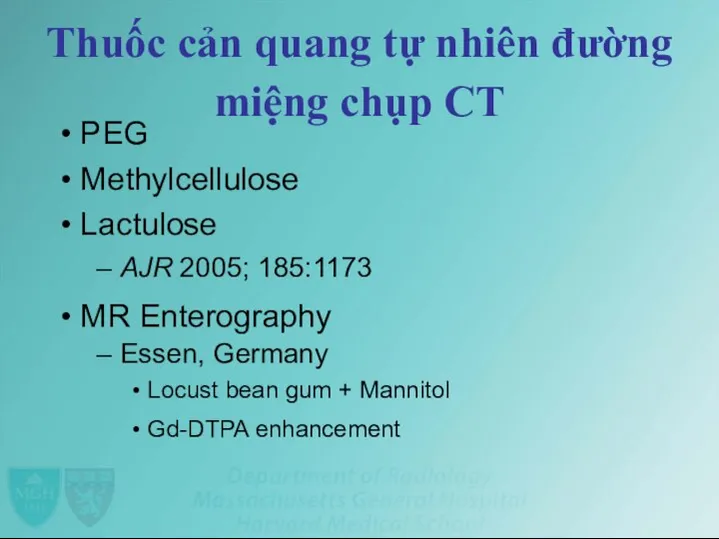 Thuốc cản quang tự nhiên đường miệng chụp CT • PEG