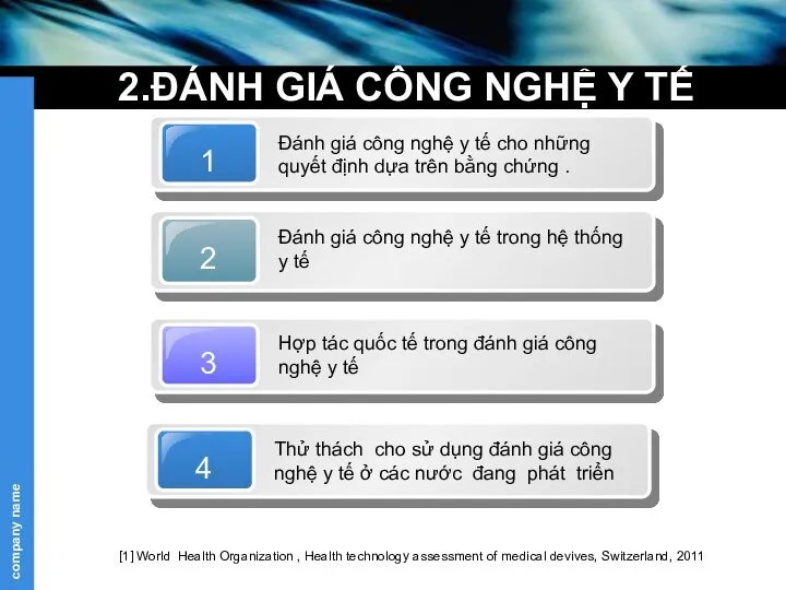 2.ĐÁNH GIÁ CÔNG NGHỆ Y TẾ [1] World Health Organization ,