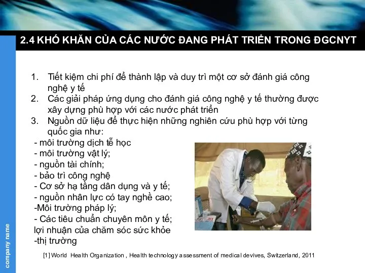 2.4 KHÓ KHĂN CỦA CÁC NƯỚC ĐANG PHÁT TRIỂN TRONG ĐGCNYT