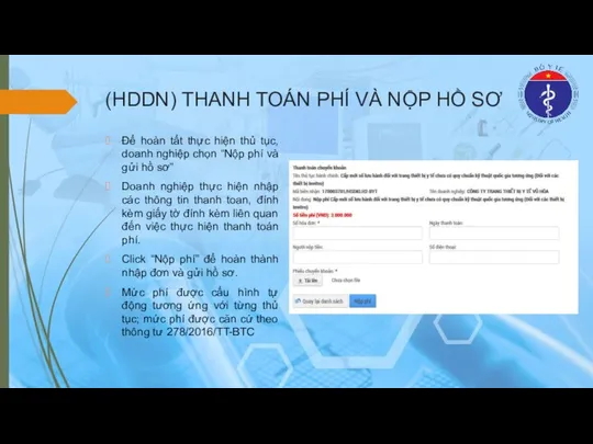 (HDDN) THANH TOÁN PHÍ VÀ NỘP HỒ SƠ Để hoàn tất