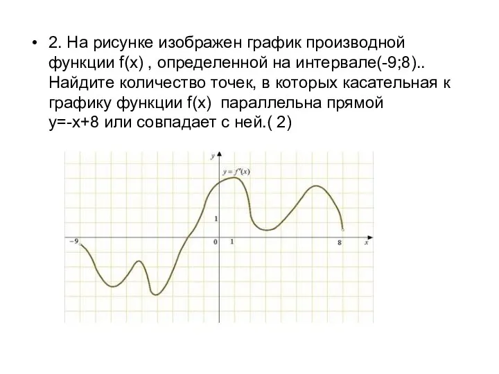 2. На рисунке изображен график производной функции f(x) , определенной на