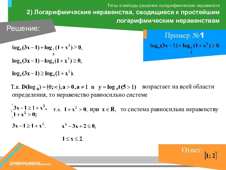 определения, то неравенство равносильно системе то система равносильна неравенству возрастает на всей области