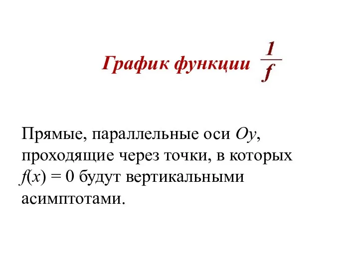 График функции Прямые, параллельные оси Оу, проходящие через точки, в которых