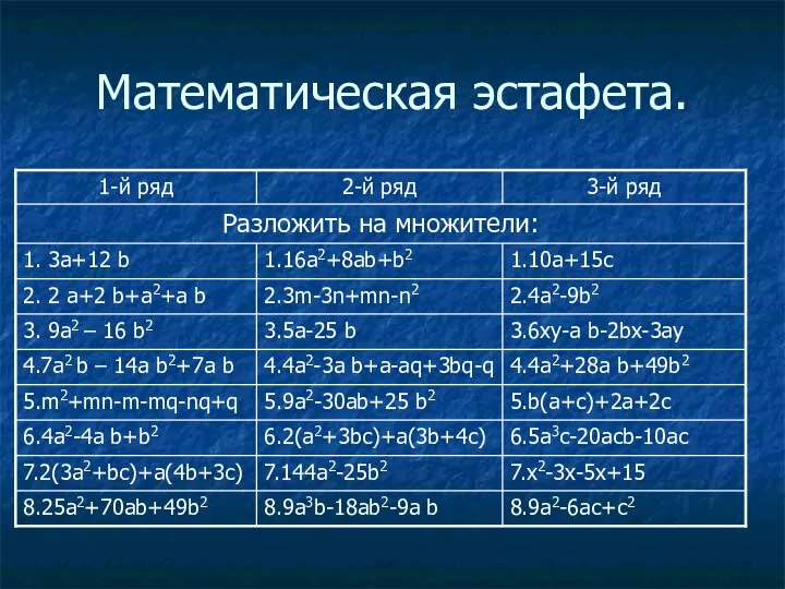 Математическая эстафета.