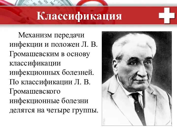 Классификация Механизм передачи инфекции и положен Л. В. Громашевским в основу