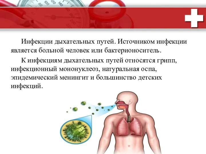 Инфекции дыхательных путей. Источником инфекции является больной человек или бактерионоситель. К