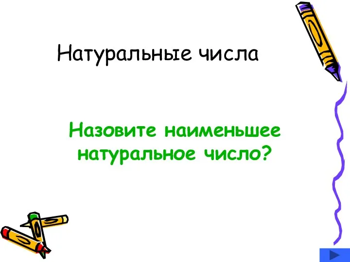 Натуральные числа Назовите наименьшее натуральное число?