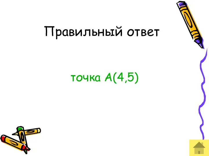 Правильный ответ точка А(4,5)