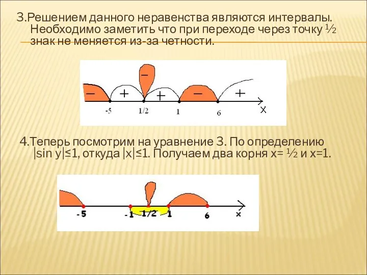 3.Решением данного неравенства являются интервалы. Необходимо заметить что при переходе через