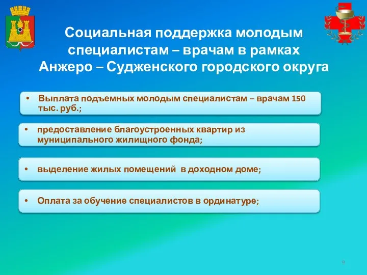 Социальная поддержка молодым специалистам – врачам в рамках Анжеро – Судженского