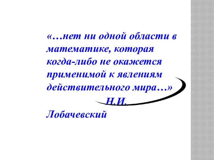 «…нет ни одной области в математике, которая когда-либо не окажется применимой