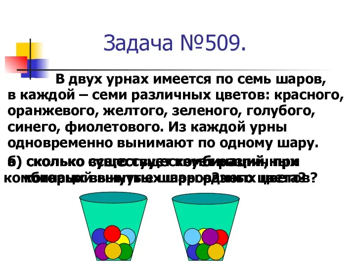 В двух урнах имеется по семь шаров, в каждой – семи