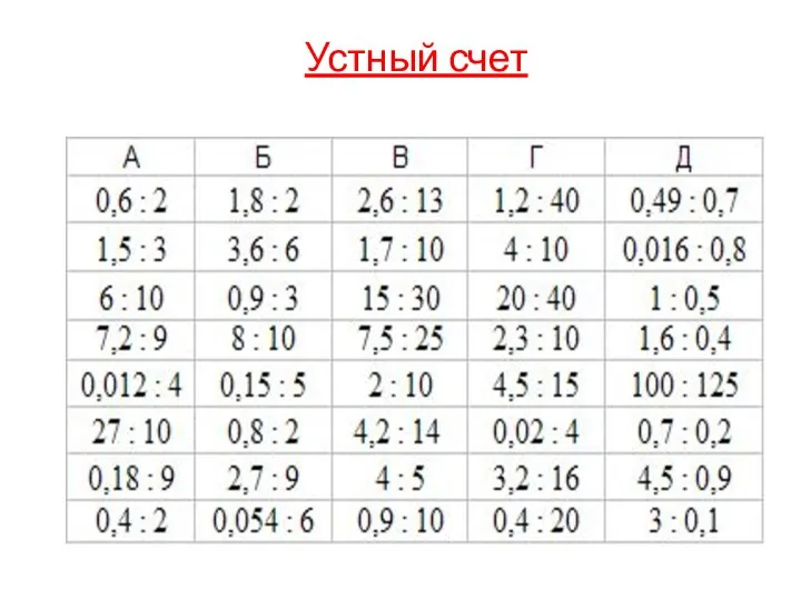 Устный счет