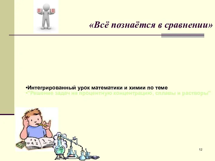 «Всё познаётся в сравнении» Интегрированный урок математики и химии по теме