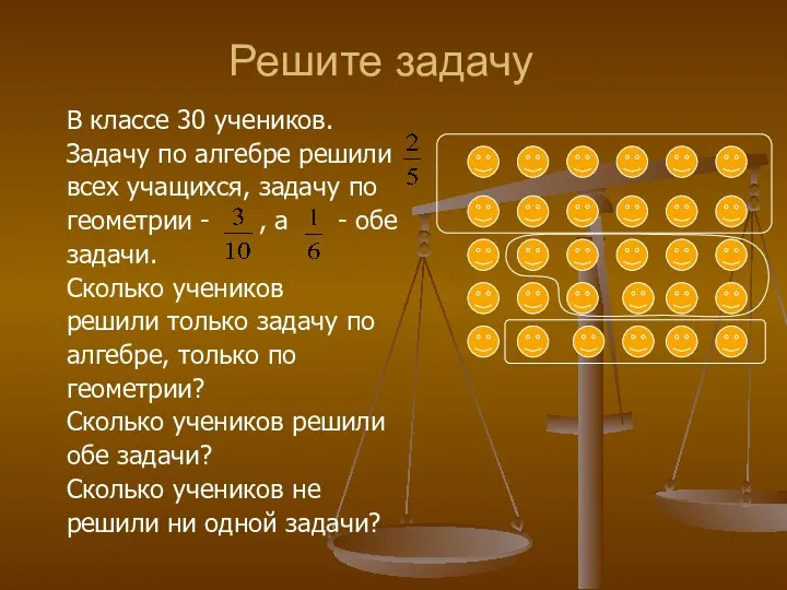 Решите задачу В классе 30 учеников. Задачу по алгебре решили всех