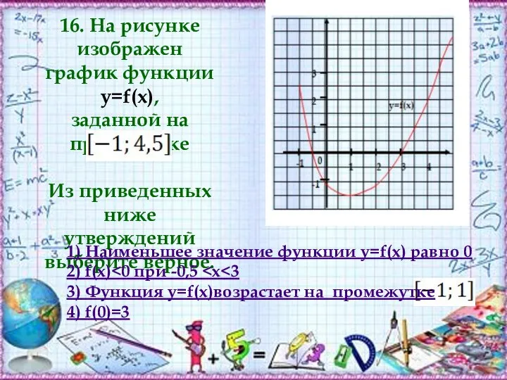 16. На рисунке изображен график функции y=f(x), заданной на промежутке Из