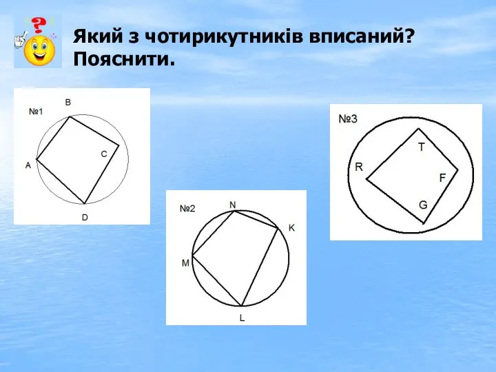 Який з чотирикутників вписаний? Пояснити.