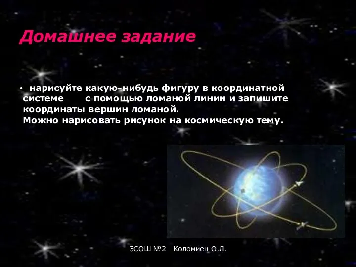 ЗСОШ №2 Коломиец О.Л. Домашнее задание нарисуйте какую-нибудь фигуру в координатной