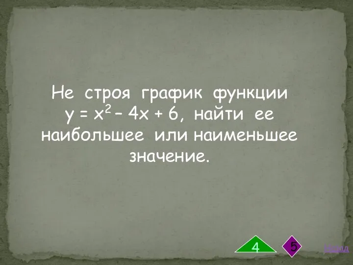 Не строя график функции у = х2 – 4х + 6,