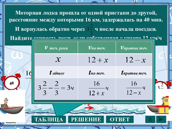 Моторная лодка прошла от одной пристани до другой, расстояние между которыми