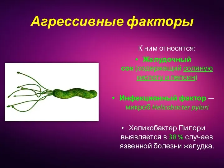 К ним относятся: Желудочный сок (содержащий соляную кислоту и пепсин) Инфекционный