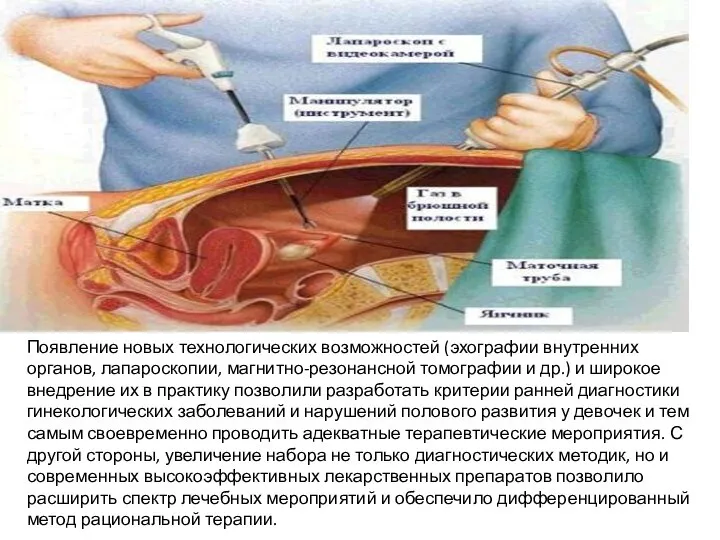 Появление новых технологических возможностей (эхографии внутренних органов, лапароскопии, магнитно-резонансной томографии и