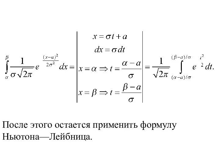 После этого остается применить формулу Ньютона—Лейбница.