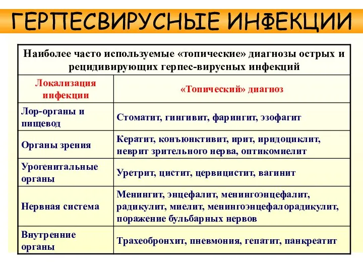 ГЕРПЕСВИРУСНЫЕ ИНФЕКЦИИ