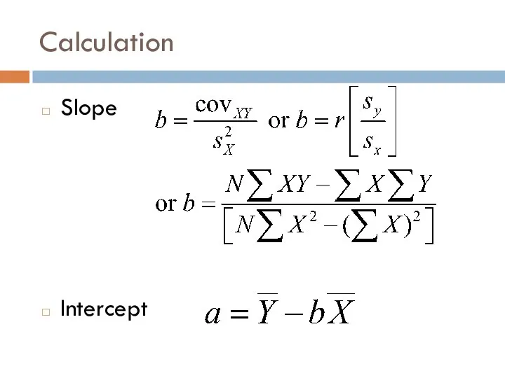 Calculation Slope Intercept