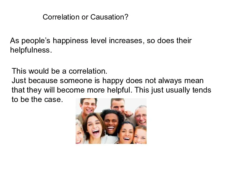 Correlation or Causation? As people’s happiness level increases, so does their