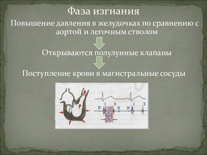 Повышение давления в желудочках по сравнению с аортой и легочным стволом