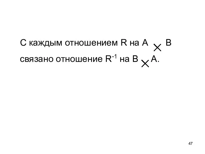 С каждым отношением R на А В связано отношение R-1 на В А.