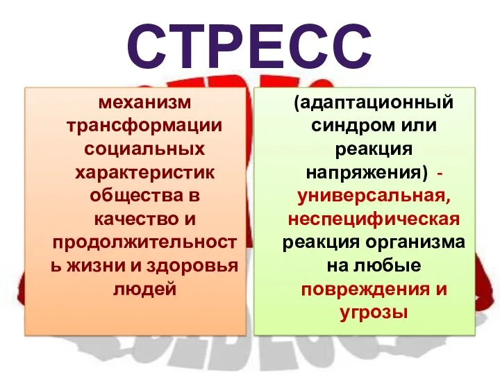 СТРЕСС механизм трансформации социальных характеристик общества в качество и продолжительность жизни