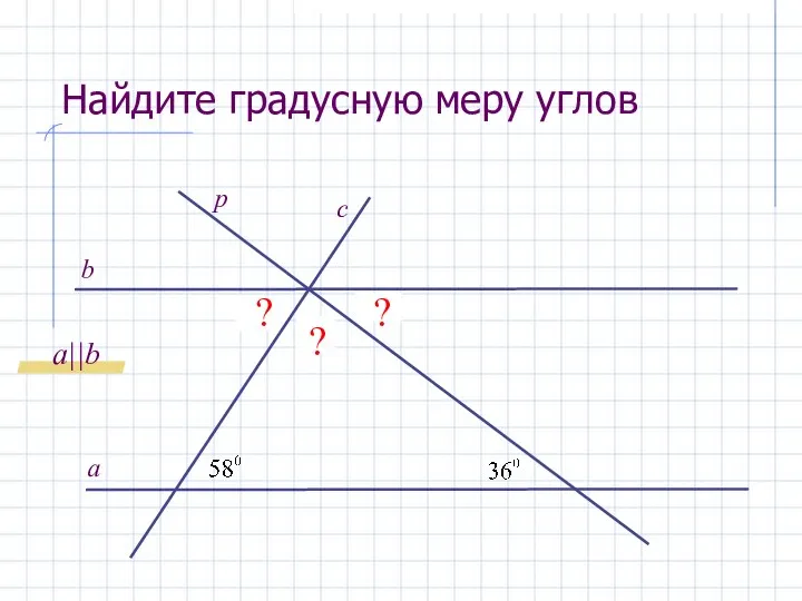 Найдите градусную меру углов ? ? а c b a||b ? р