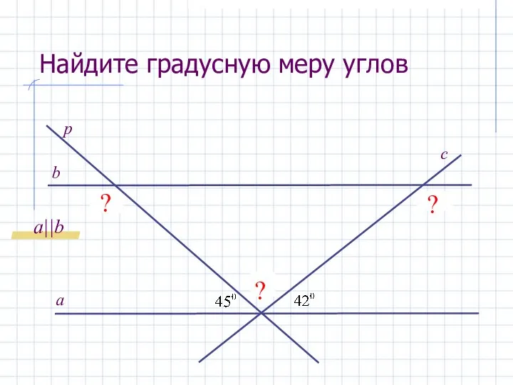 Найдите градусную меру углов ? а c b a||b ? р ?