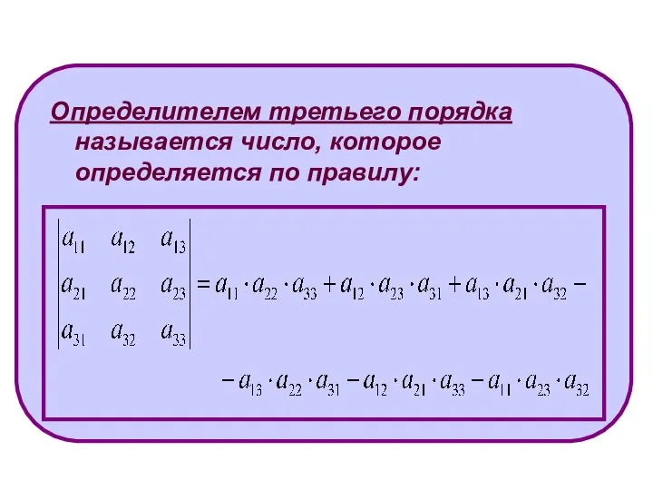 Определителем третьего порядка называется число, которое определяется по правилу: