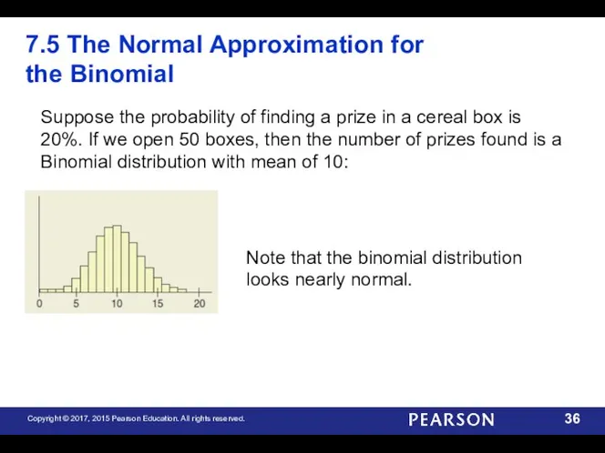 7.5 The Normal Approximation for the Binomial Suppose the probability of