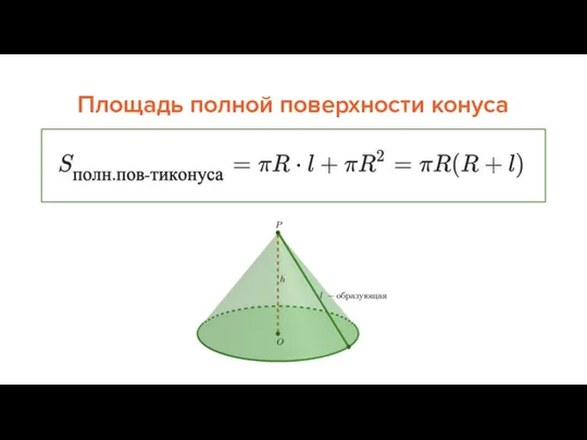 Площадь полной поверхности конуса