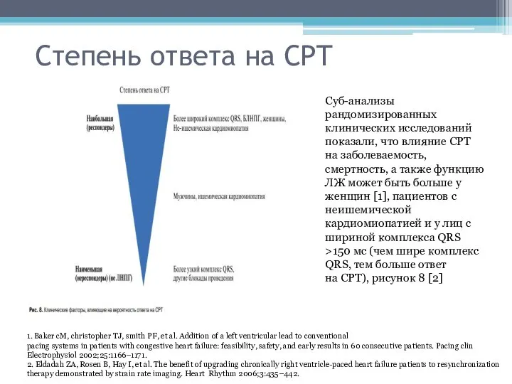 Степень ответа на СРТ Суб-анализы рандомизированных клинических исследований показали, что влияние