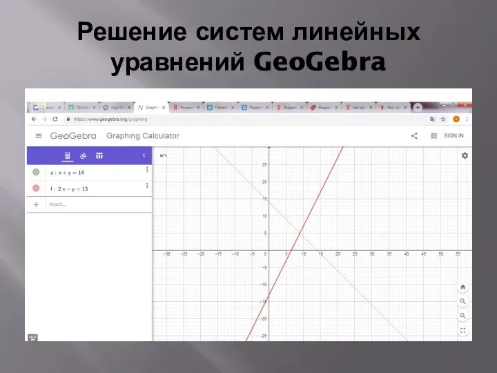 Решение систем линейных уравнений GeoGebra