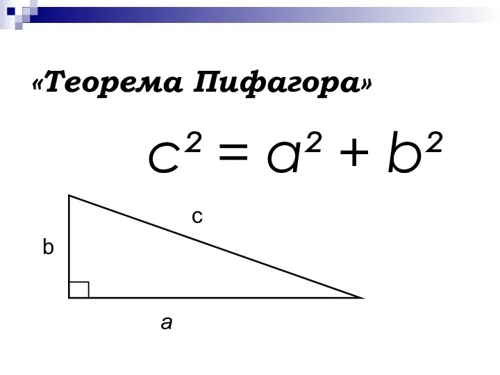 «Теорема Пифагора» c² = a² + b² b с а