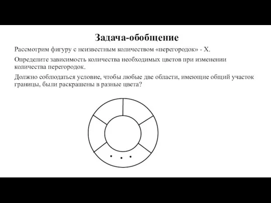 Задача-обобщение Рассмотрим фигуру с неизвестным количеством «перегородок» - Х. Определите зависимость